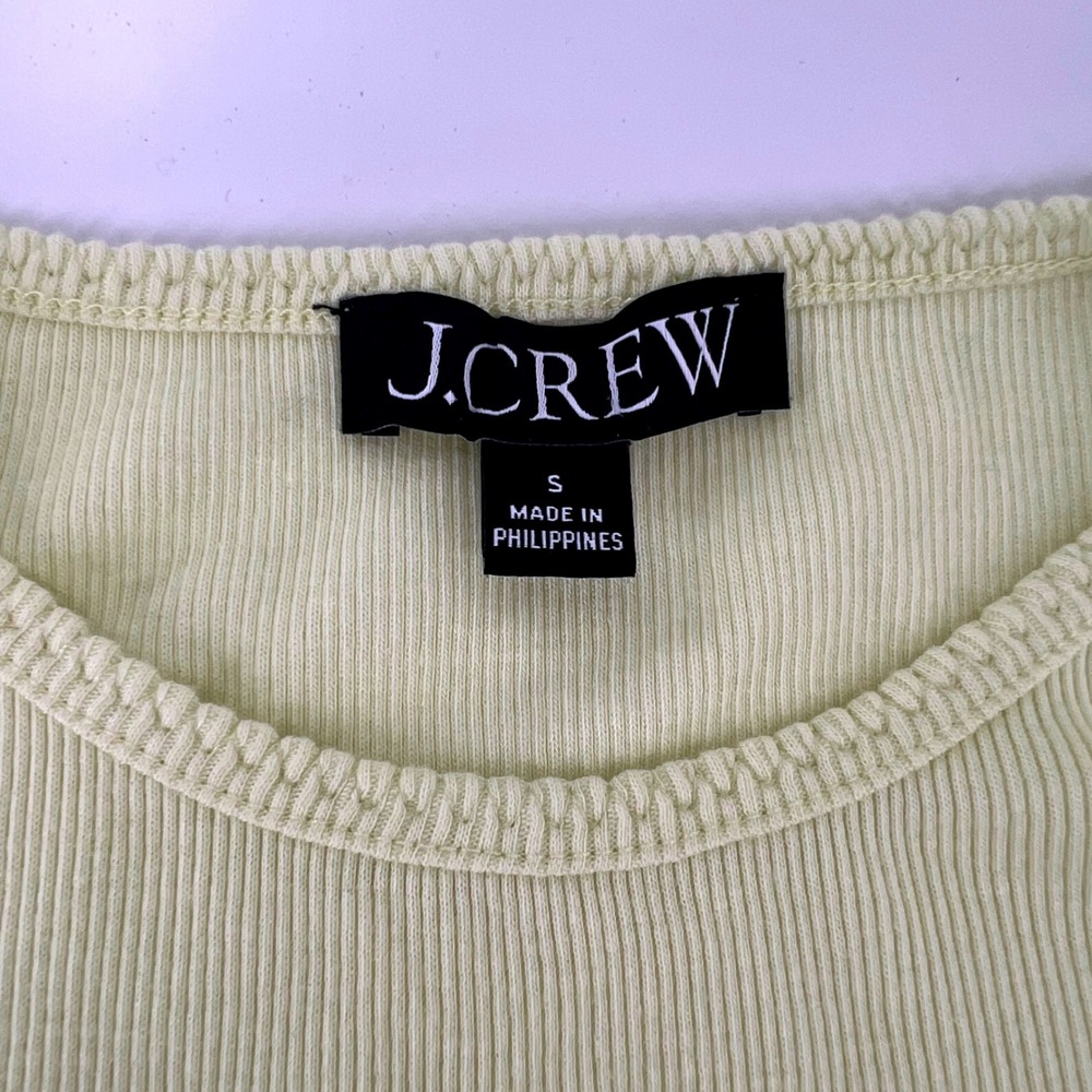 J.Crew Womens Small Ribbed Fitted Baby Tee Lemon Yellow Stretch Top Y2K - Picture 3 of 5